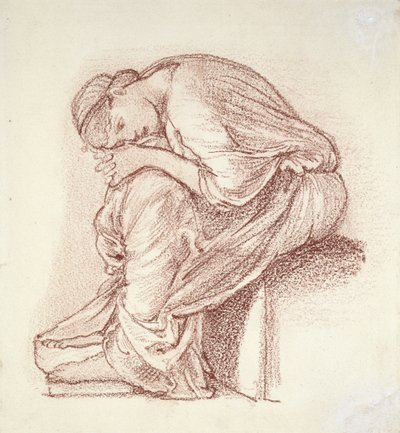 Zittende figuur van een vrouw door Edward Burne Jones